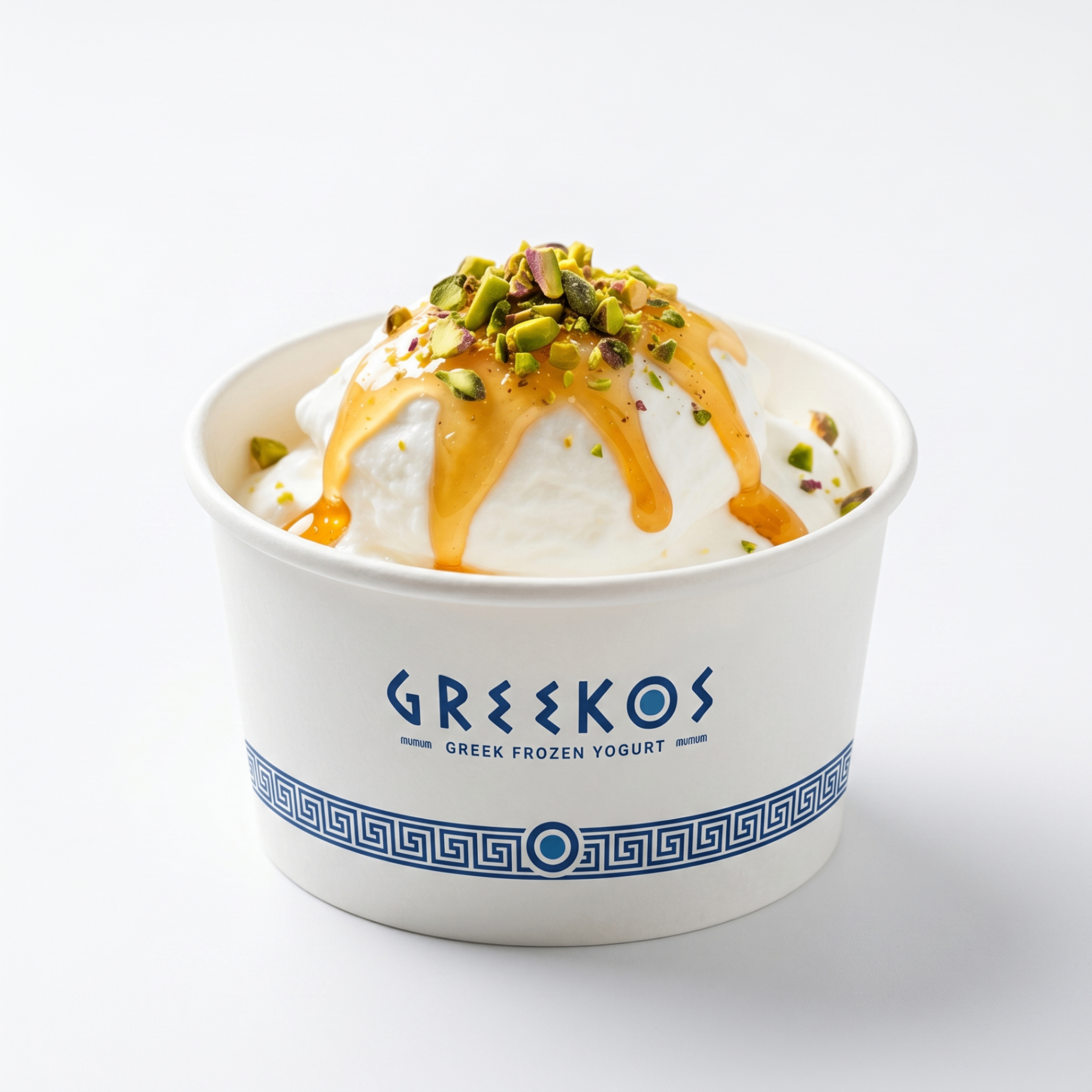 Bowl minimalista de yogurt griego con miel y pistaches